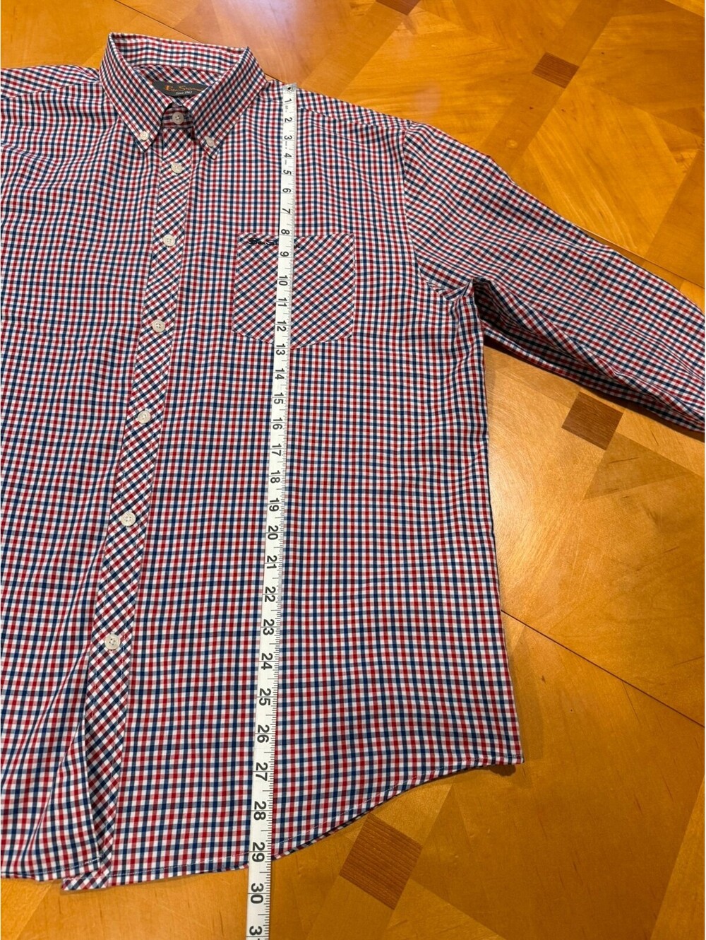 Ben Sherman Union Fit Shirt Mens XXL Red Blue Gingham Long Sleeve - Picture 4 of 8
